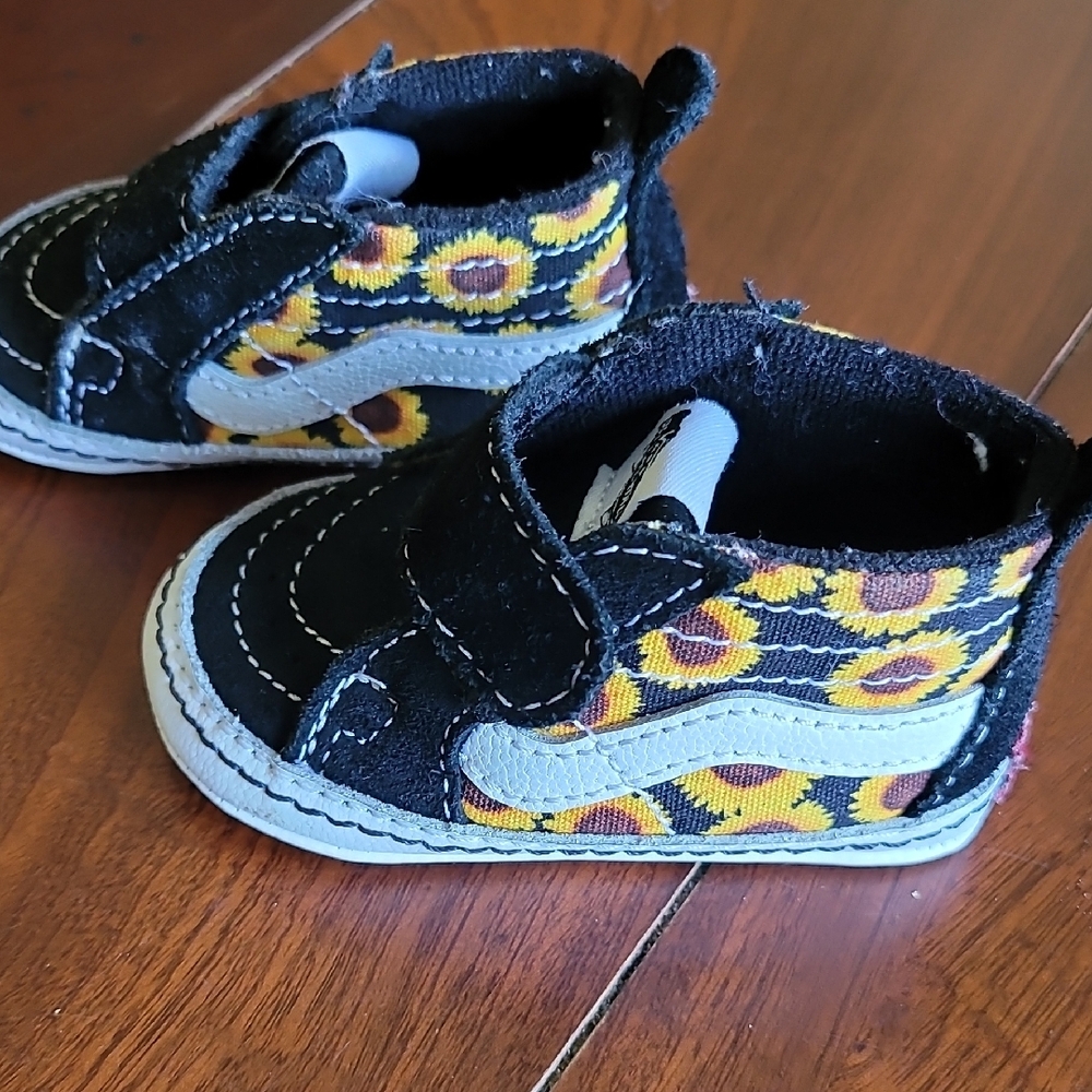 Sunflower Pattern Kids Vans Shoes